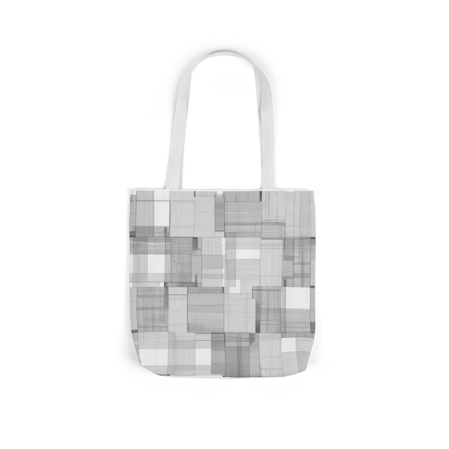 Gray Geometric Patchwork Canvas Tote