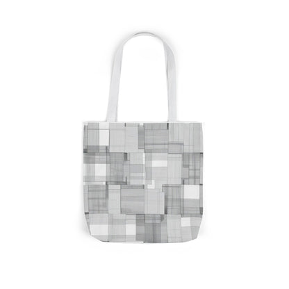 Gray Geometric Patchwork Canvas Tote