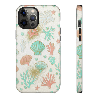 Seashell Coral Phone Case — Pastel Beach Shells Protective Tough Case