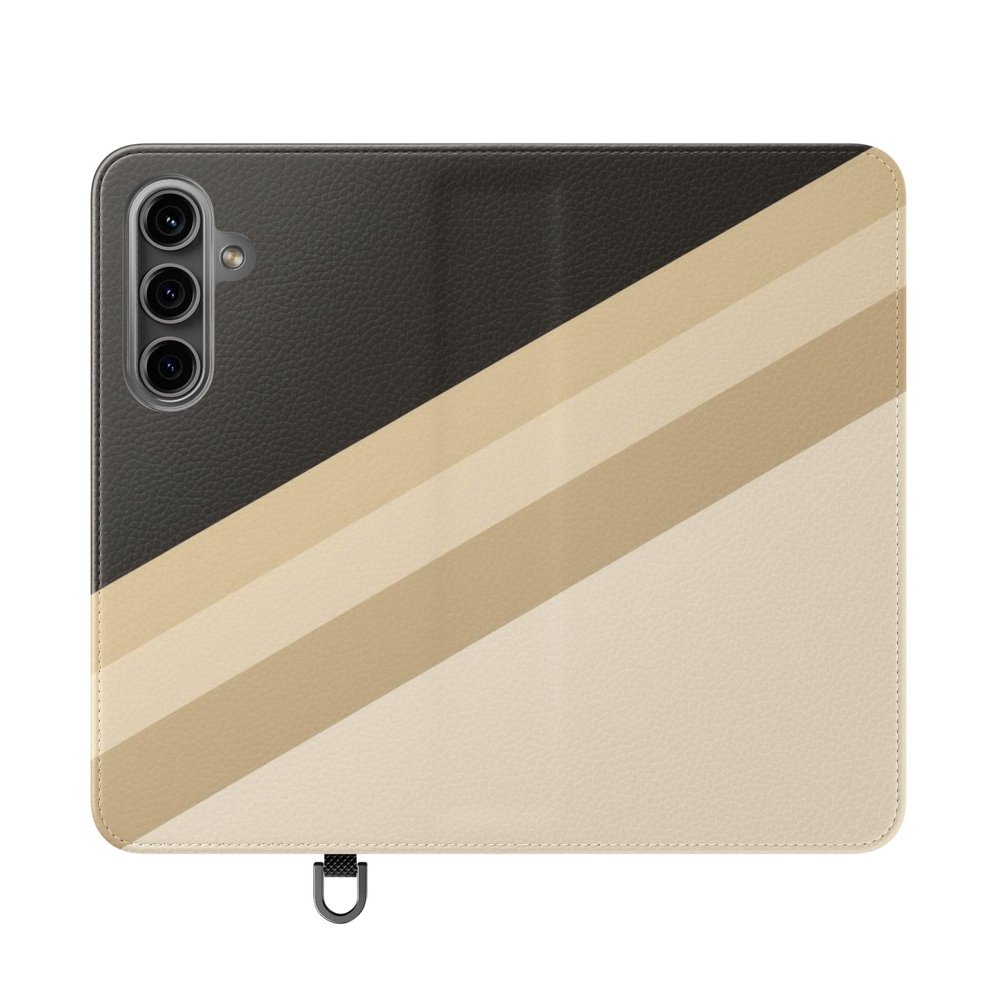 Retro Neutral Stripe Flip Phone Case — Wallet Folio with Card Slots