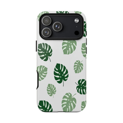 Monstera Leaf Phone Case — Tropical Green Pattern Tough Case