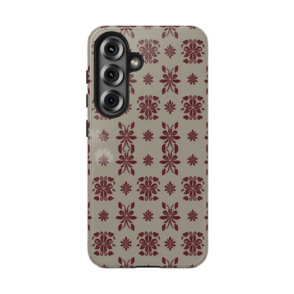 Tough Phone Case — Vintage Red Floral Pattern Protective Cover