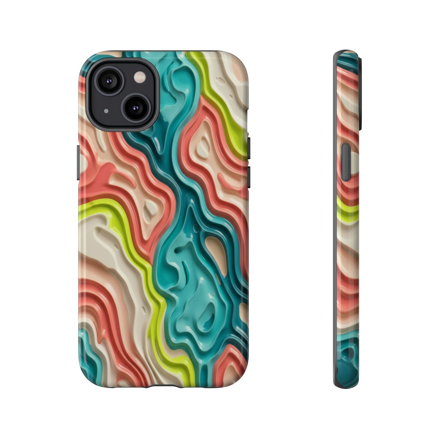 Abstract Contour Phone Case — Colorful Topographic Pattern Tough Case
