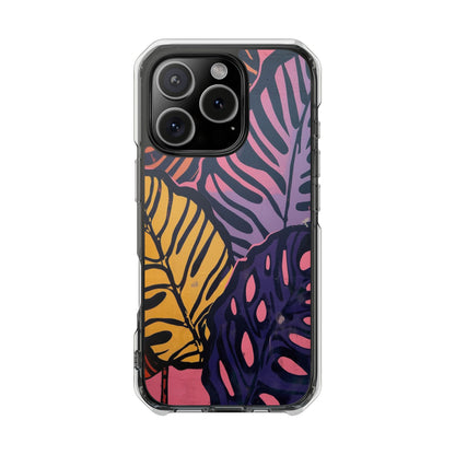 Clear Magnetic Phone Case — Tropical Leaf Art Impact Protection
