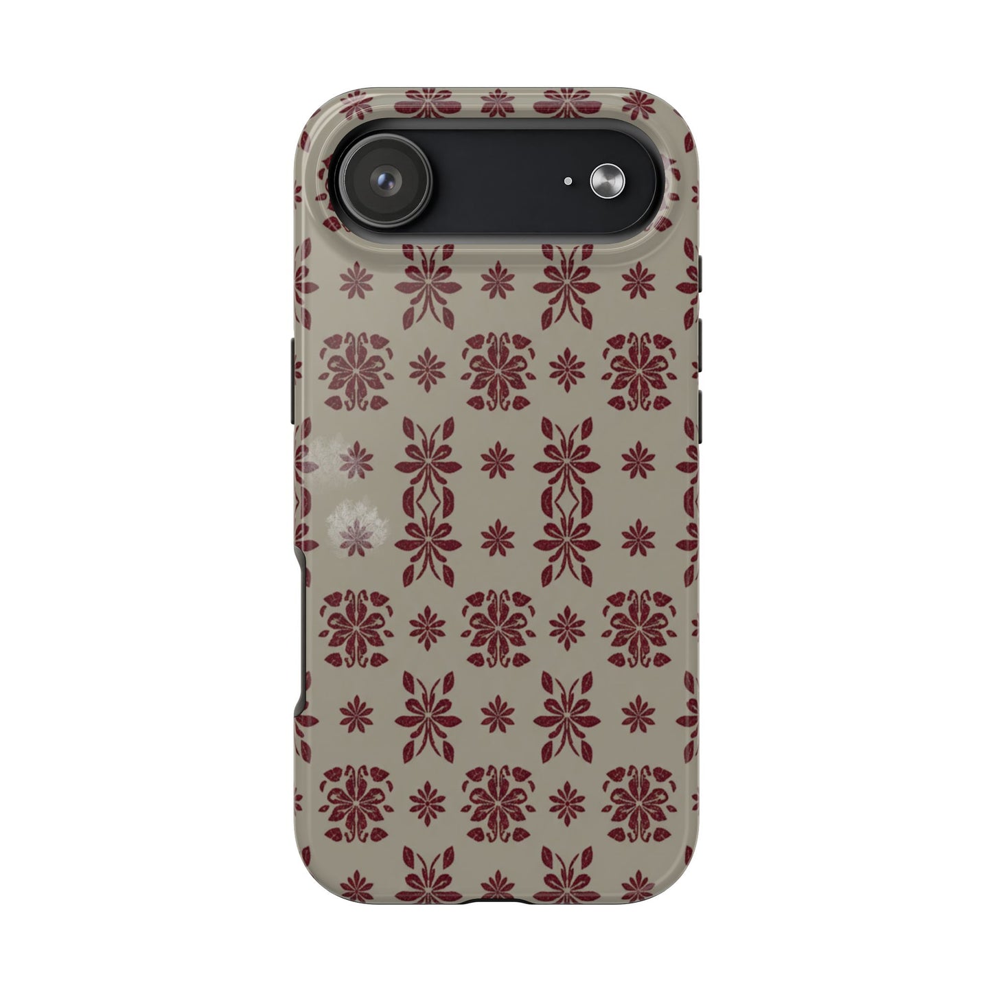 Tough Phone Case — Vintage Red Floral Pattern Protective Cover