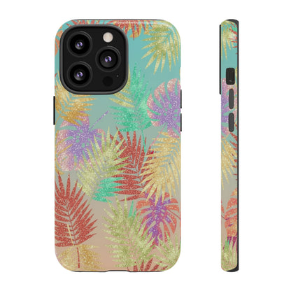 Tropical Palm Leaf Tough Phone Case – Colorful Pastel Botanical Protection