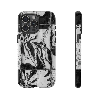 Monochrome Tile Floral Tough Phone Case