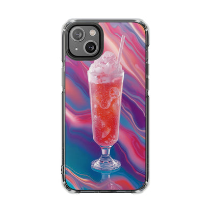 Clear Magnetic Phone Case — Retro Pink Soda Float Design