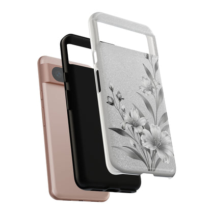 Floral Monochrome Phone Case — Elegant Black & White Lily Design