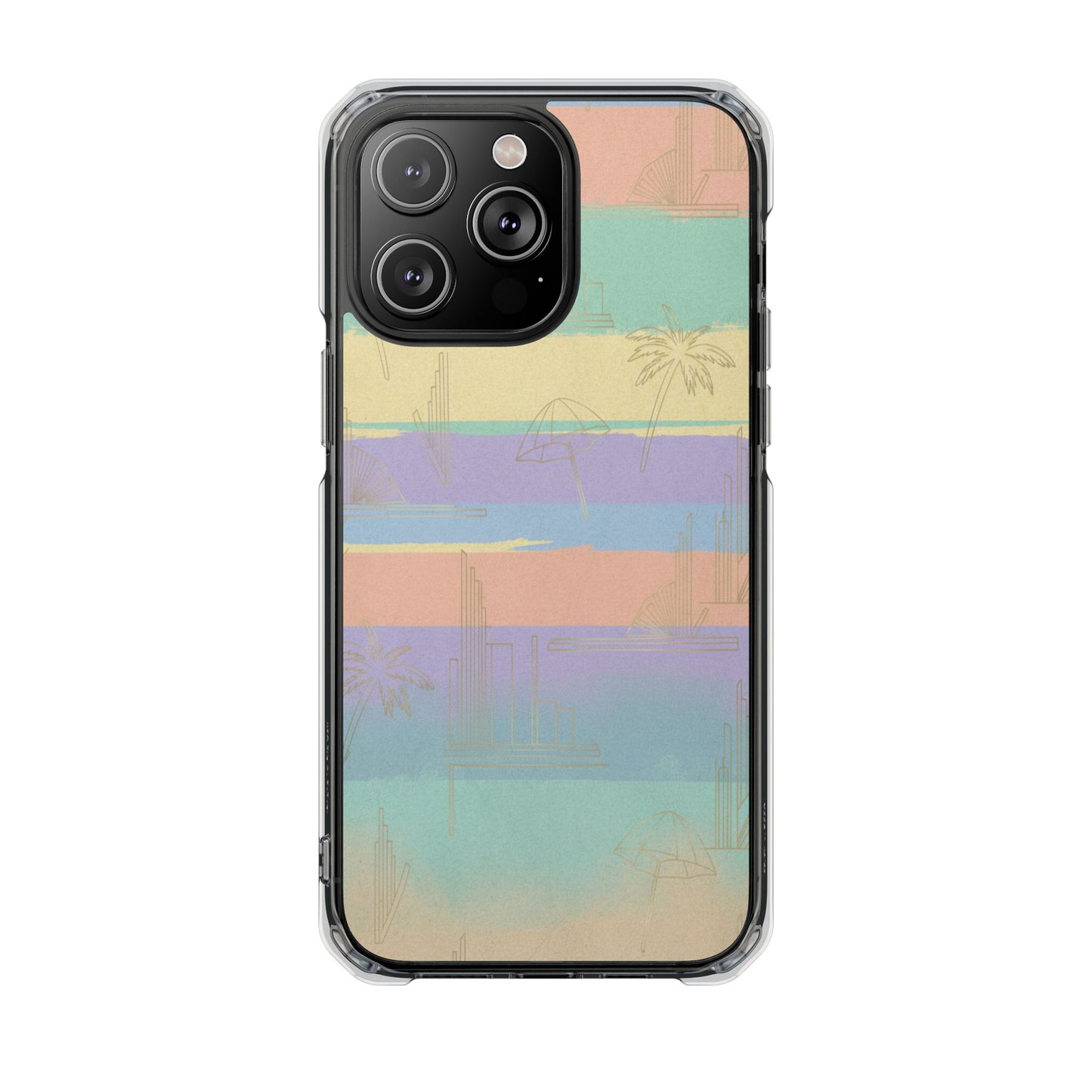 Pastel Stripe Clear Magnetic Impact Phone Case — Retro Beach Vibes