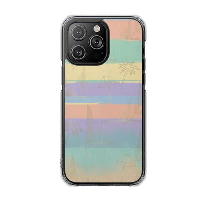 Pastel Stripe Clear Magnetic Impact Phone Case — Retro Beach Vibes