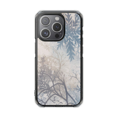 Clear Impact Phone Case with Delicate Botanical Shadow Design — Magnetic Compatible