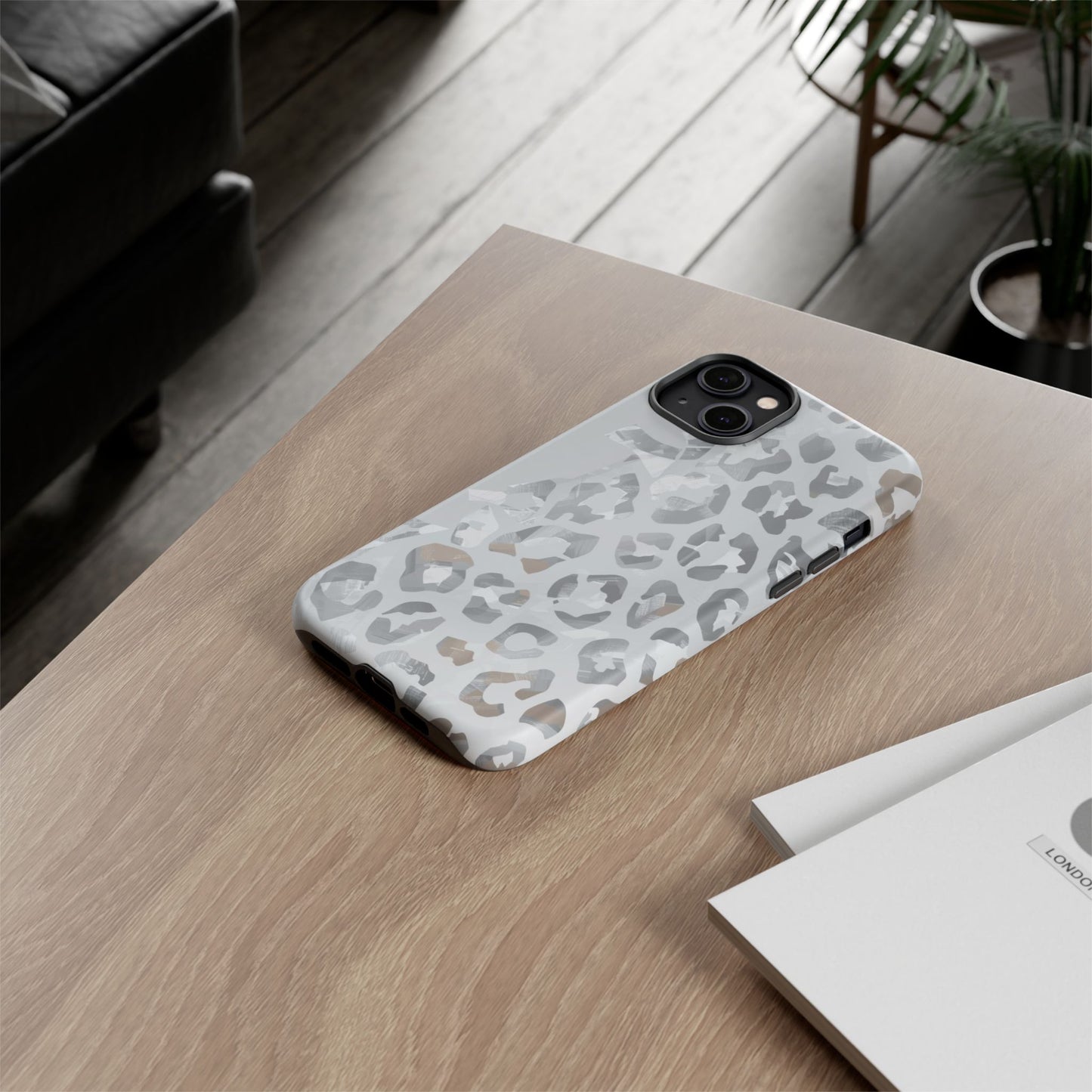 Silver Leopard Tough Phone Case