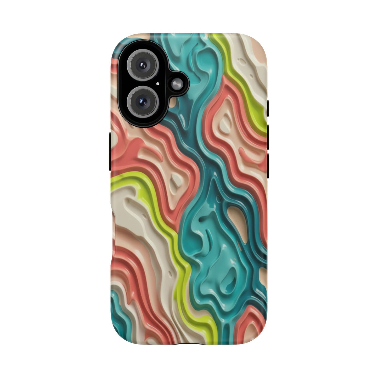 Abstract Contour Phone Case — Colorful Topographic Pattern Tough Case