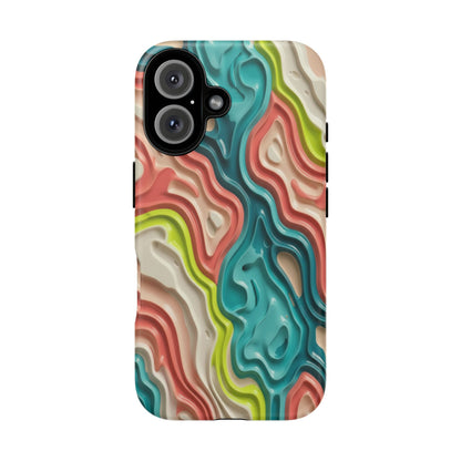 Abstract Contour Phone Case — Colorful Topographic Pattern Tough Case