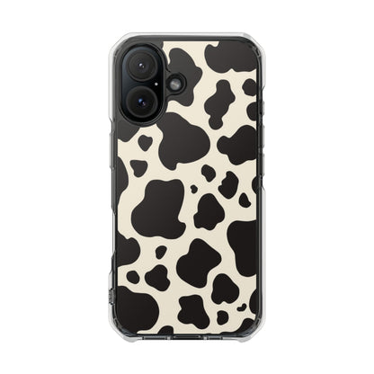 Cow Print Clear Magnetic Phone Case — Impact-Resistant iPhone Cover