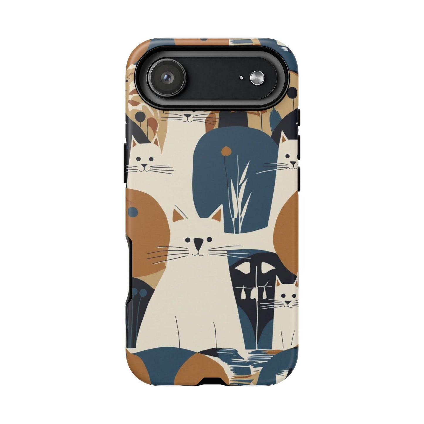 Cat Pattern Phone Case – Retro Abstract Cats Protective iPhone Cover