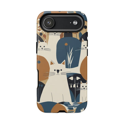 Cat Pattern Phone Case – Retro Abstract Cats Protective iPhone Cover