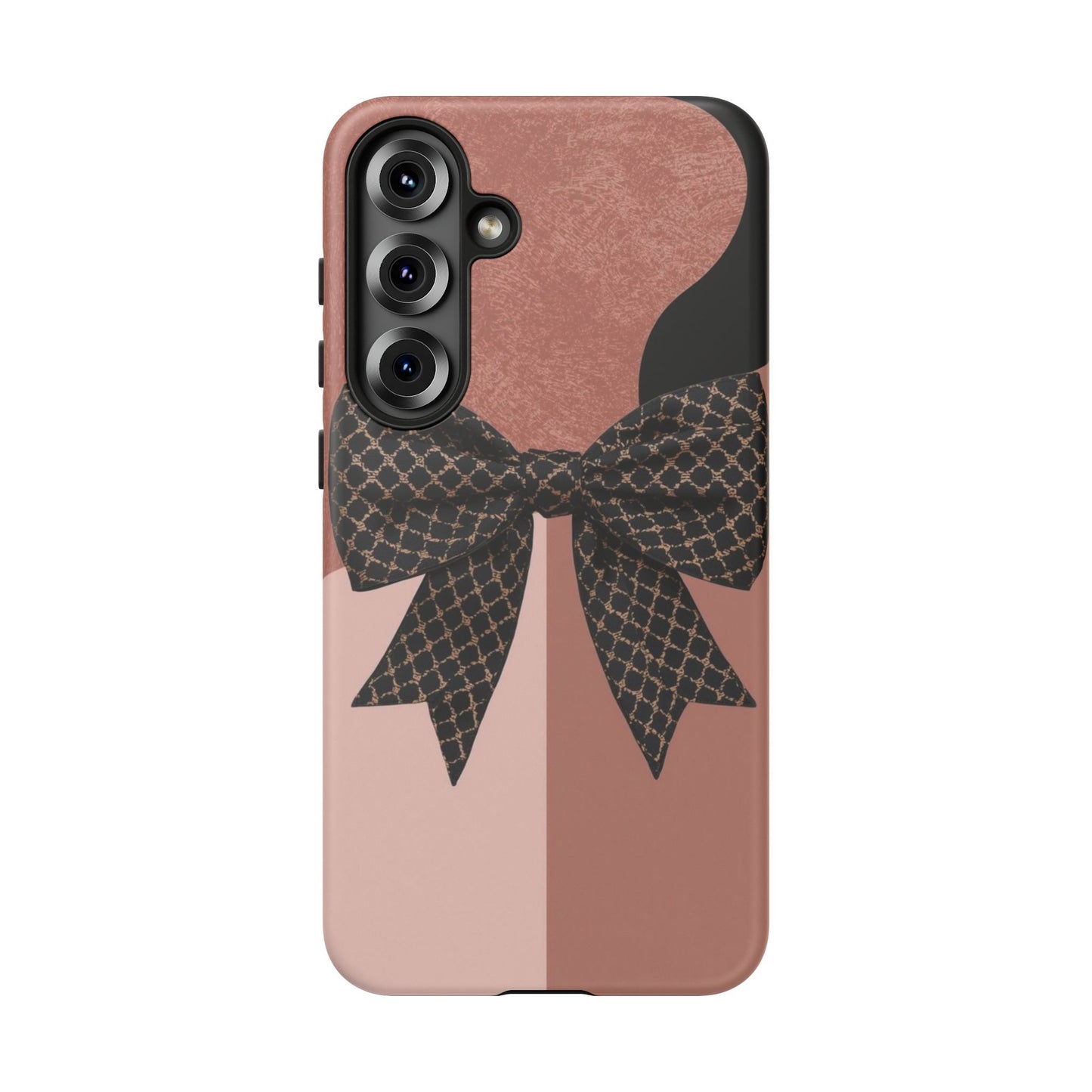 Bow Stripe Tough Phone Case – Pink Mauve Protective Cover