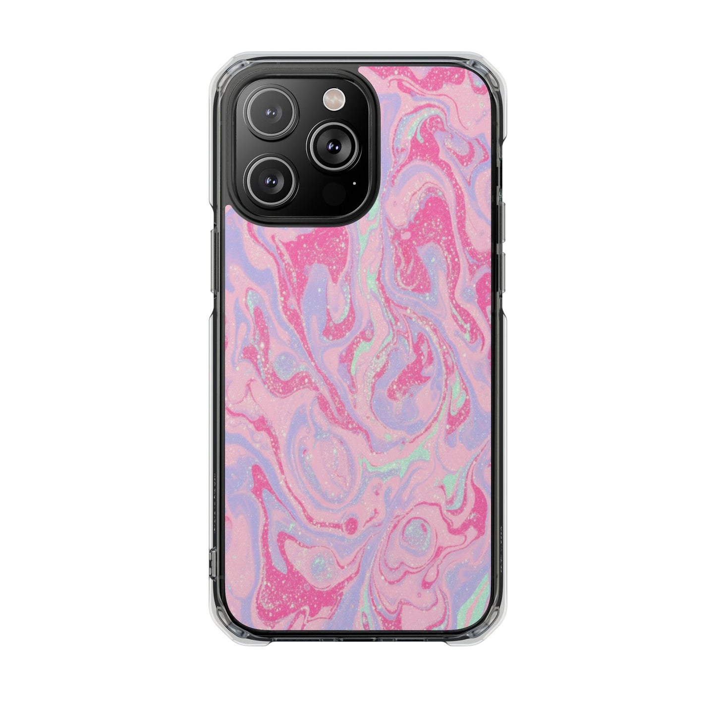 Pink Marble Magnetic Clear Phone Case — Impact-Resistant iPhone Cover