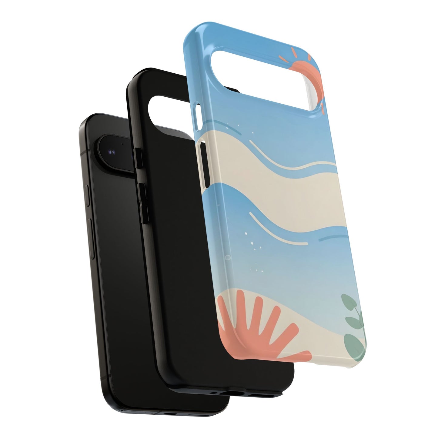 Beach Waves Tough Phone Case — Summer Sun & Seashell Protective Cover