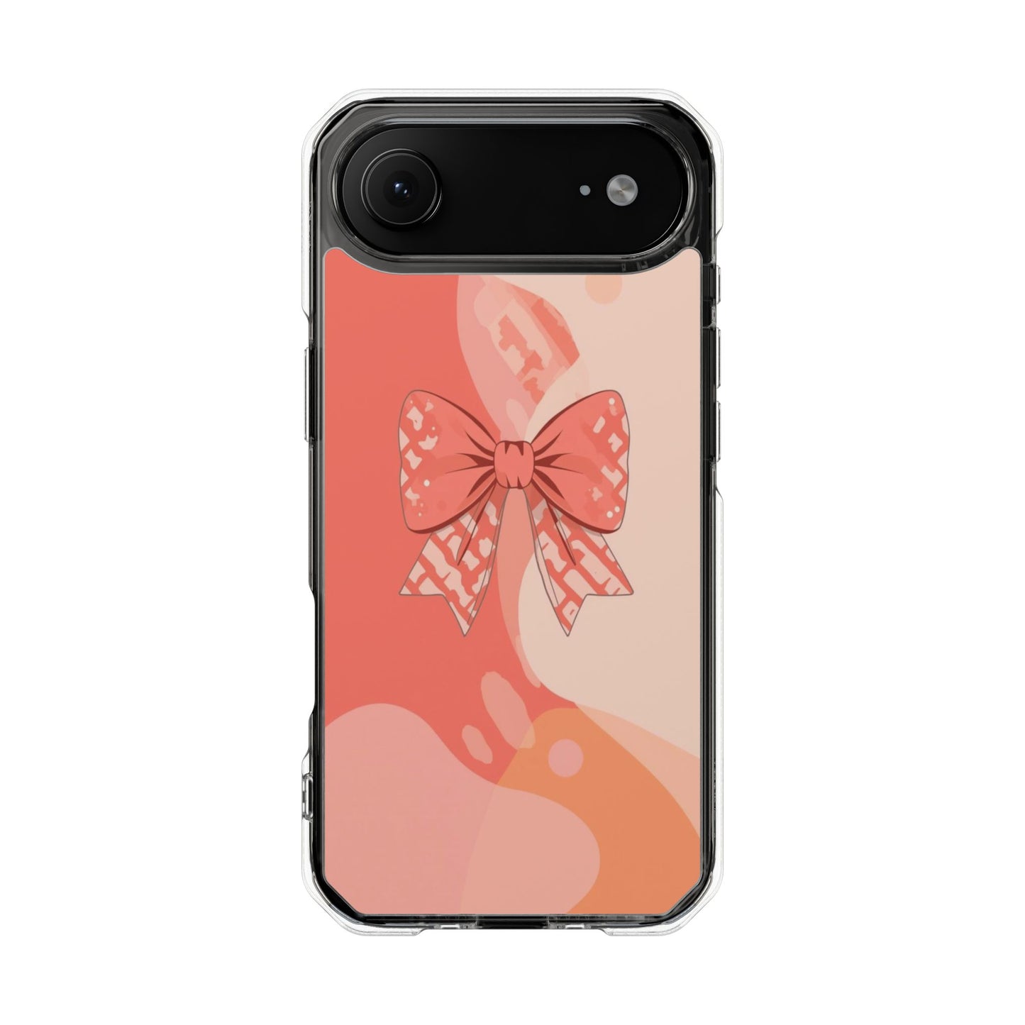 Clear Magnetic Phone Case — Pink Bow Design