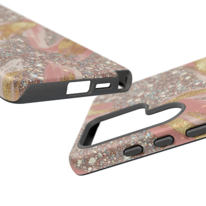 Glitter Blush Marble Phone Case — Pink Gold Swirl Tough Case