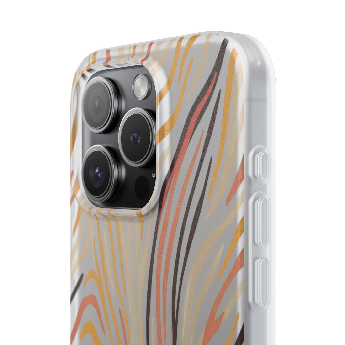 Marbled Neutral Stripe Phone Case — Abstract Beige & Terracotta Flexi Case