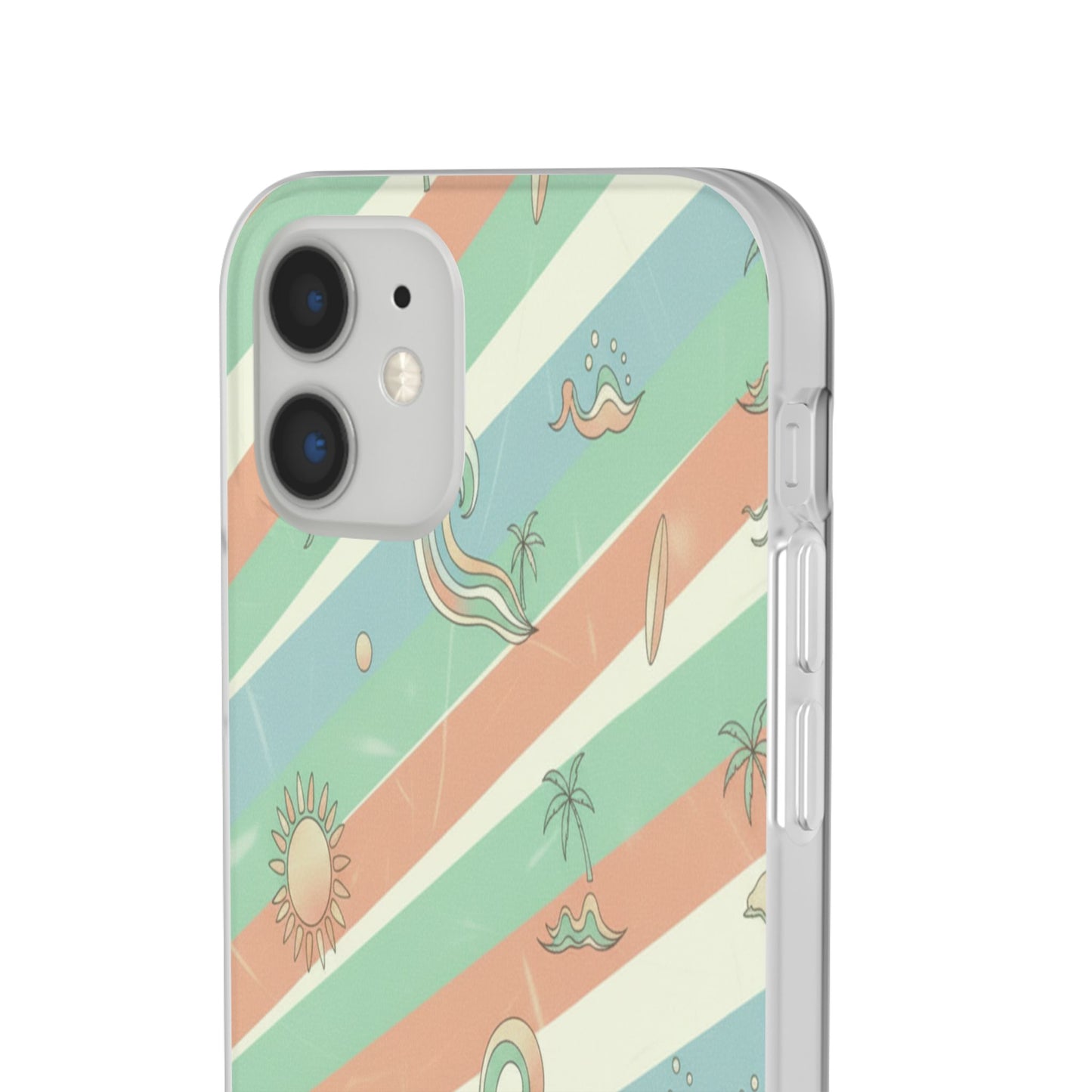 Beach Vibes Phone Case — Retro Pastel Surf & Palm Protective Flexi Case
