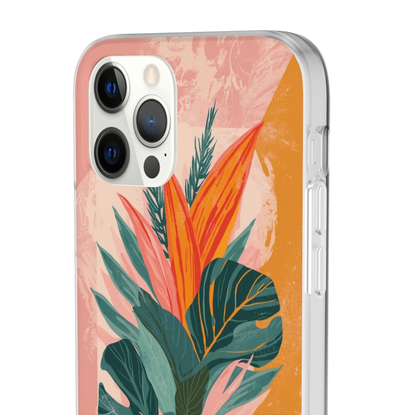Tropical Botanical Phone Case — Pink & Orange Floral Flexi Case