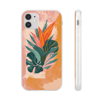 Tropical Botanical Phone Case — Pink & Orange Floral Flexi Case