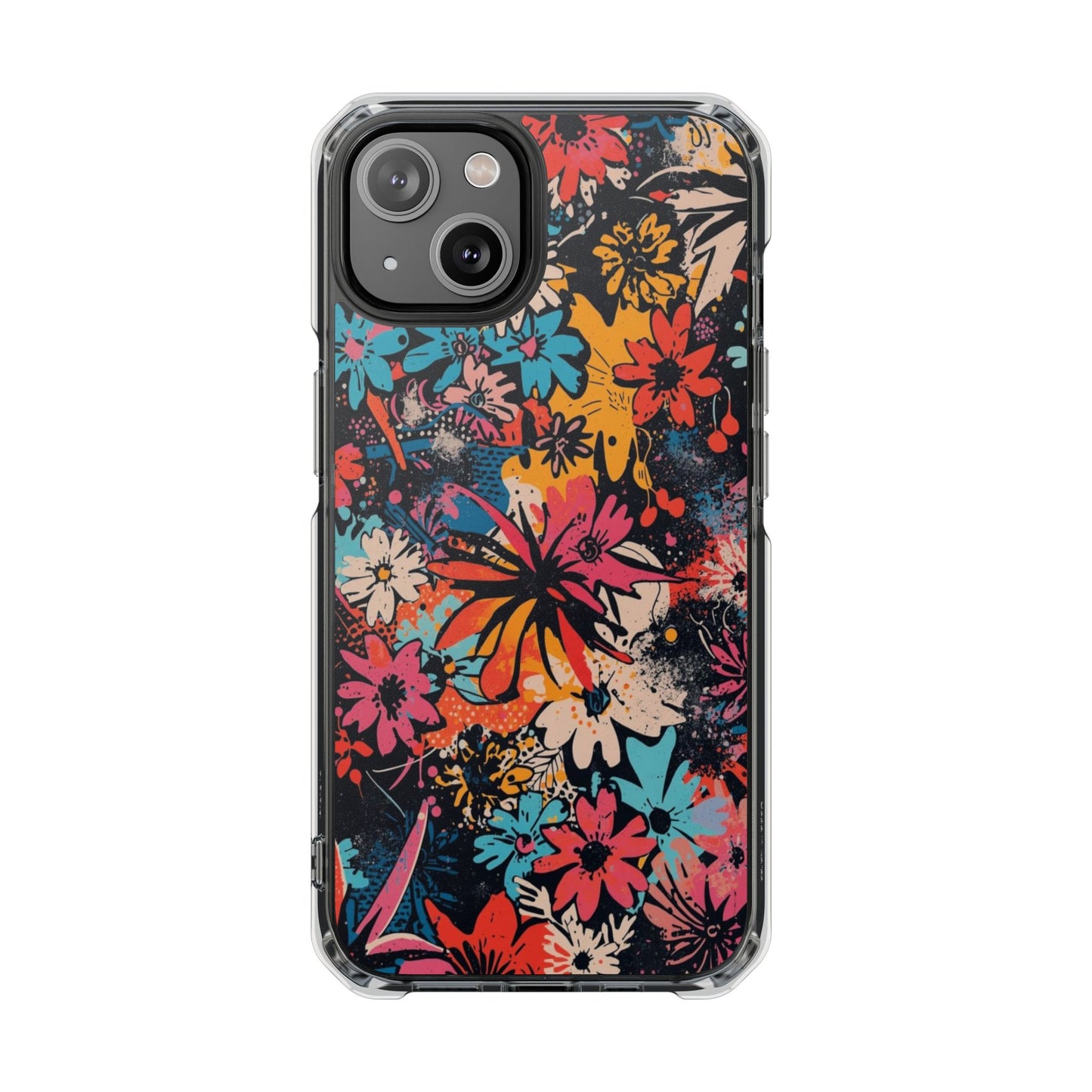 Floral Burst Magnetic Clear Phone Case — Protective Impact-Resistant Design