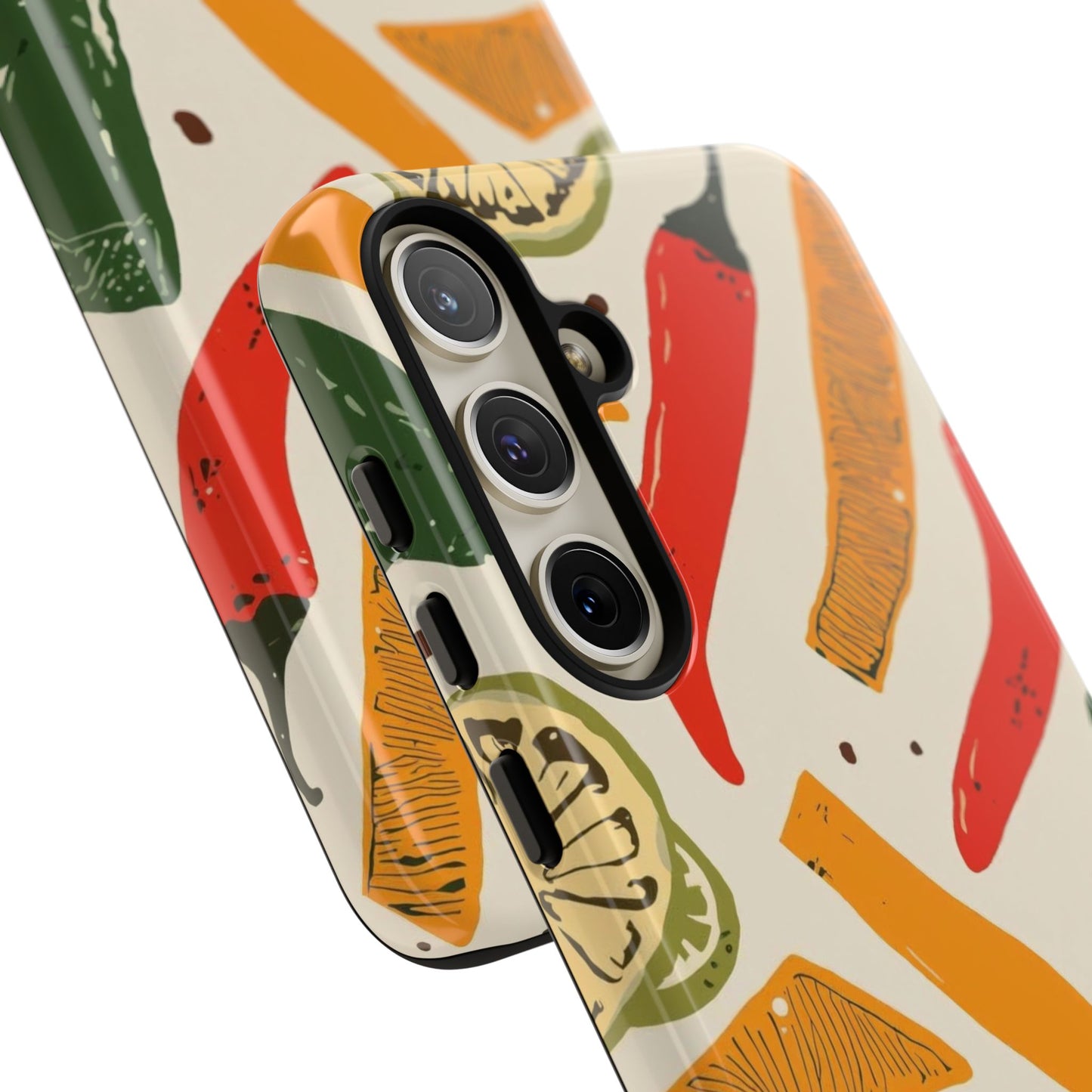 Spicy Peppers Phone Case – Colorful Chili, Lime & Citrus Pattern