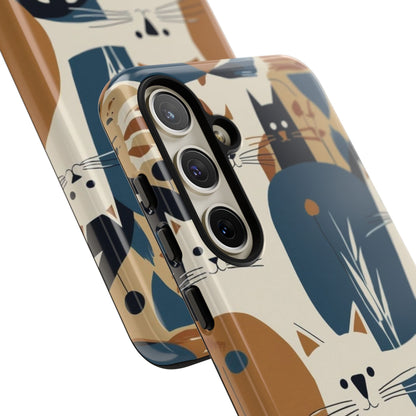 Cat Pattern Phone Case – Retro Abstract Cats Protective iPhone Cover