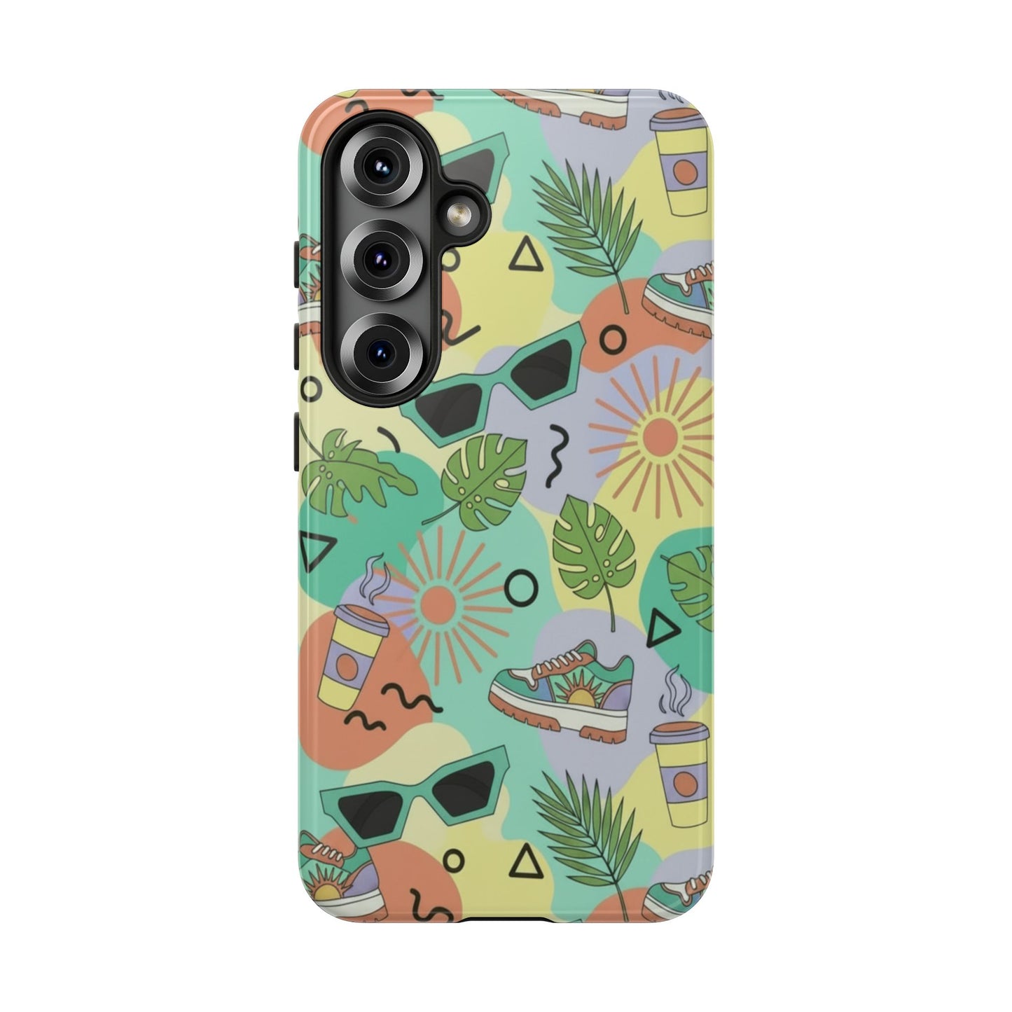 Tropical Summer Phone Case — Retro Sunglasses, Sneakers & Palm Pattern