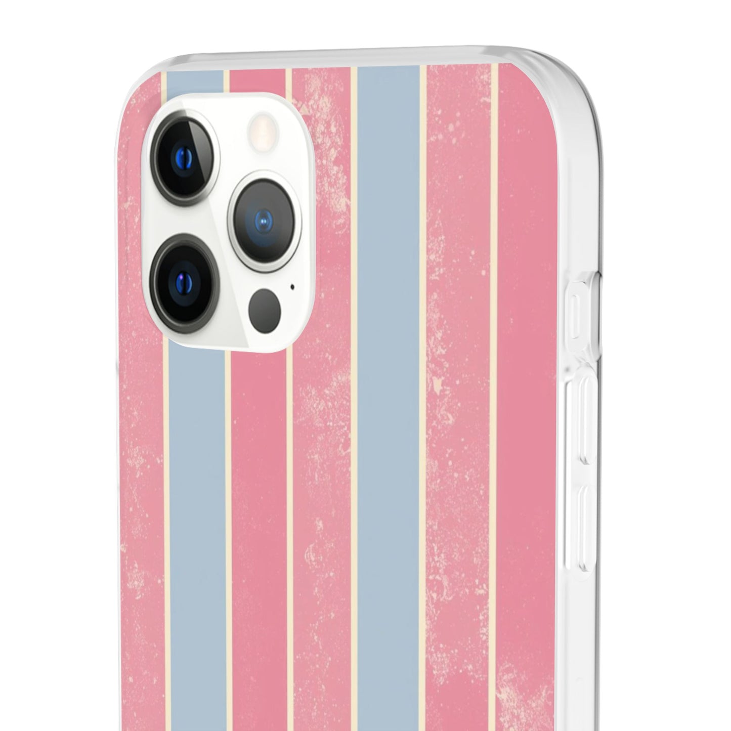 Striped Pink & Blue Phone Case — Retro Pastel Flexi Case