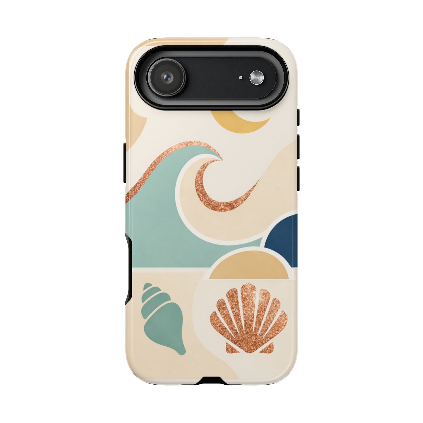Sea Breeze Tough Phone Case — Retro Waves & Shells Design