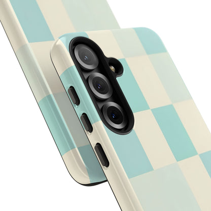 Pastel Checkerboard Tough Case – Mint & Cream Protective Phone Cover