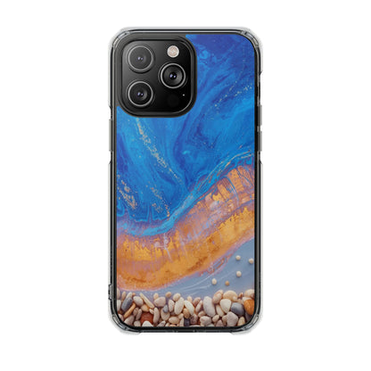Clear Magnetic Impact Phone Case — Blue Ocean Resin & Pebble Design