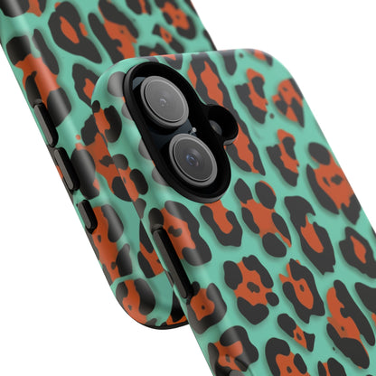 Teal & Rust Leopard Phone Case — Tough Protective Animal Print