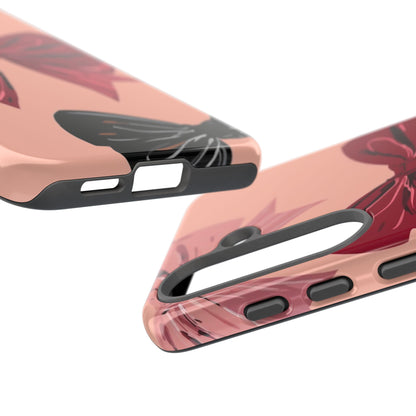 Bow Pattern Tough Phone Case — Pink, Red & Black Decorative Bows