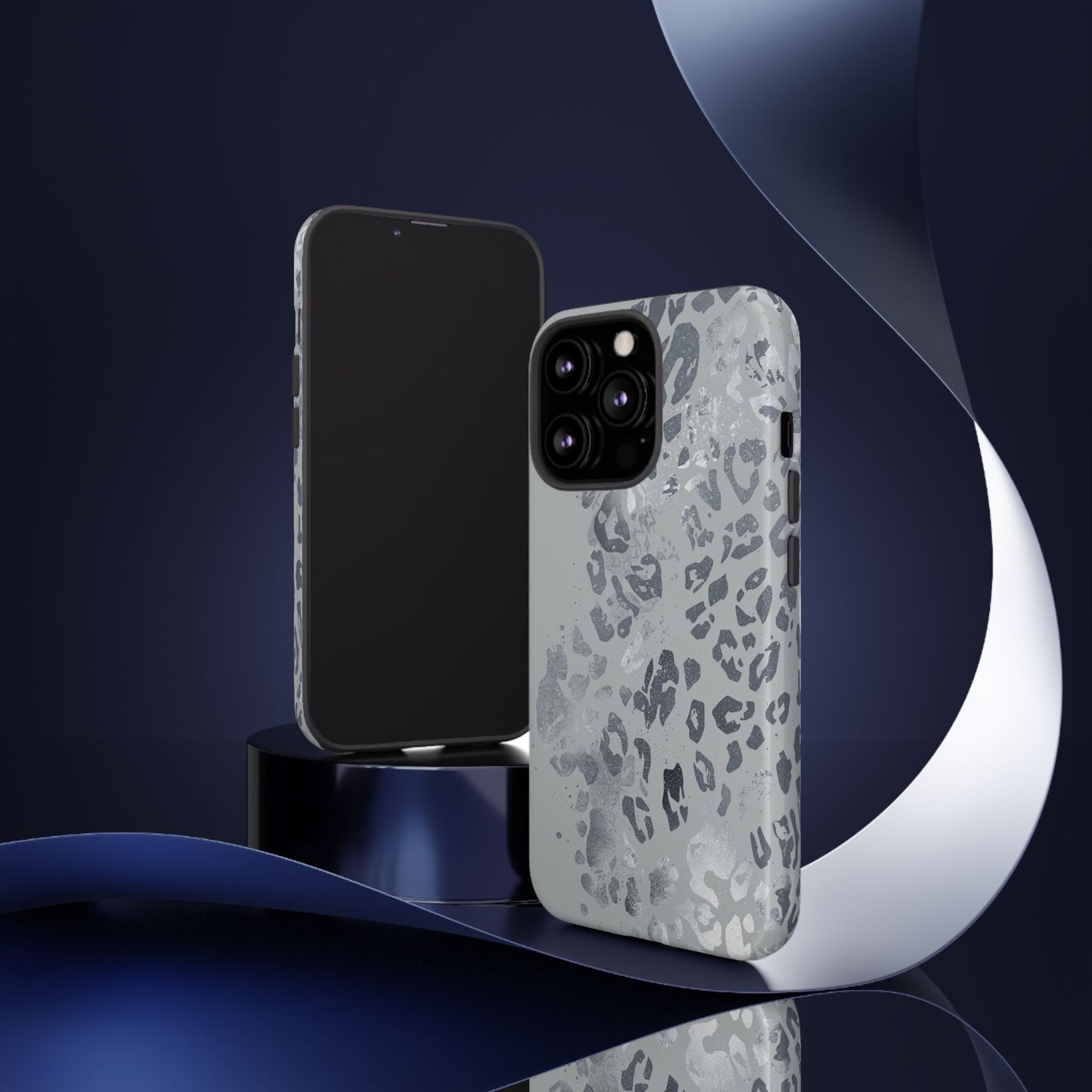 Gray Leopard Print Tough Phone Case