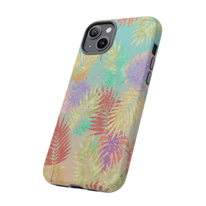 Tropical Palm Leaf Tough Phone Case – Colorful Pastel Botanical Protection