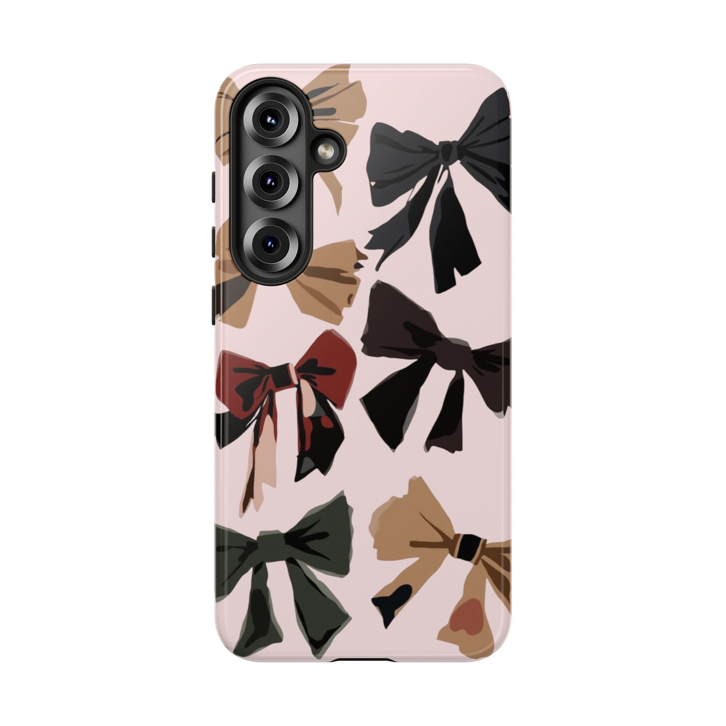 Bow Pattern Phone Case - Pink, Brown & Black Bows Protective Cover