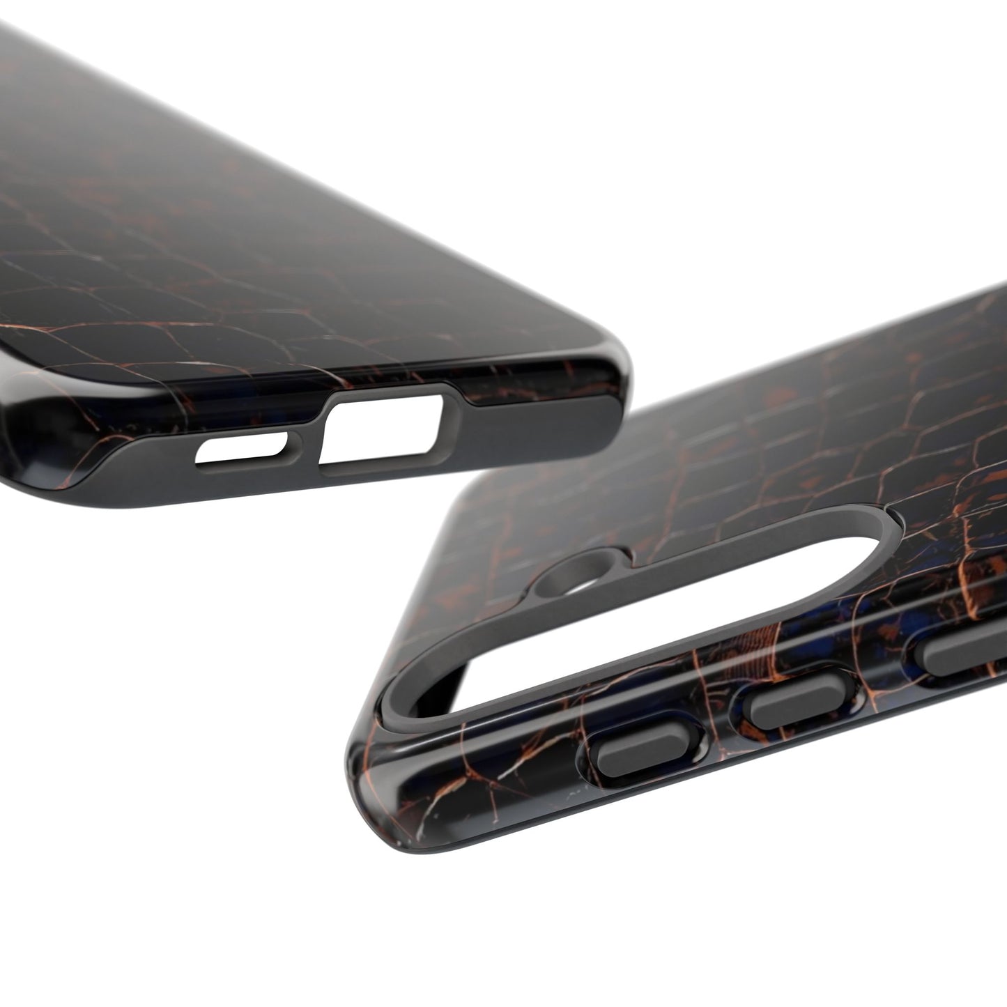 Croc-Embossed Tough Phone Case — Shockproof Black Alligator Texture