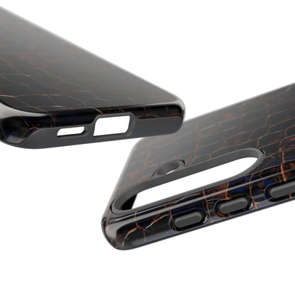 Croc-Embossed Tough Phone Case — Shockproof Black Alligator Texture