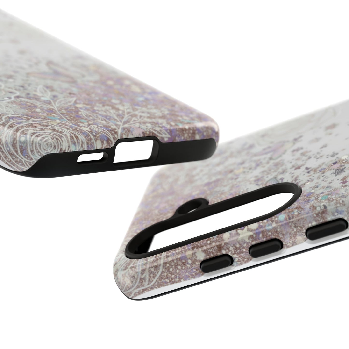 Butterfly Glitter Tough Phone Case — Floral Sparkle Protective Case