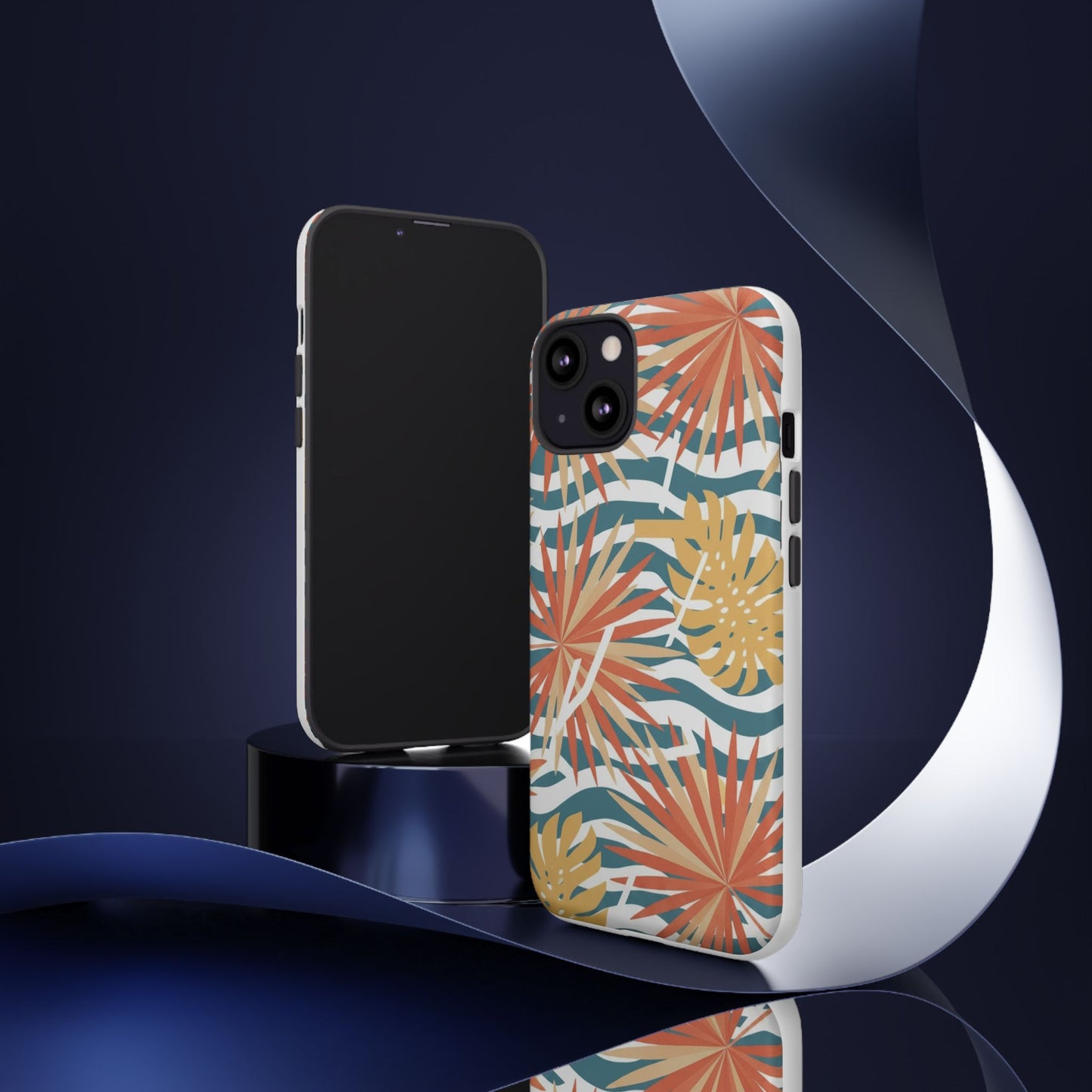 Tropical Palm Tough Phone Case – Retro Wave Floral Protective Cover