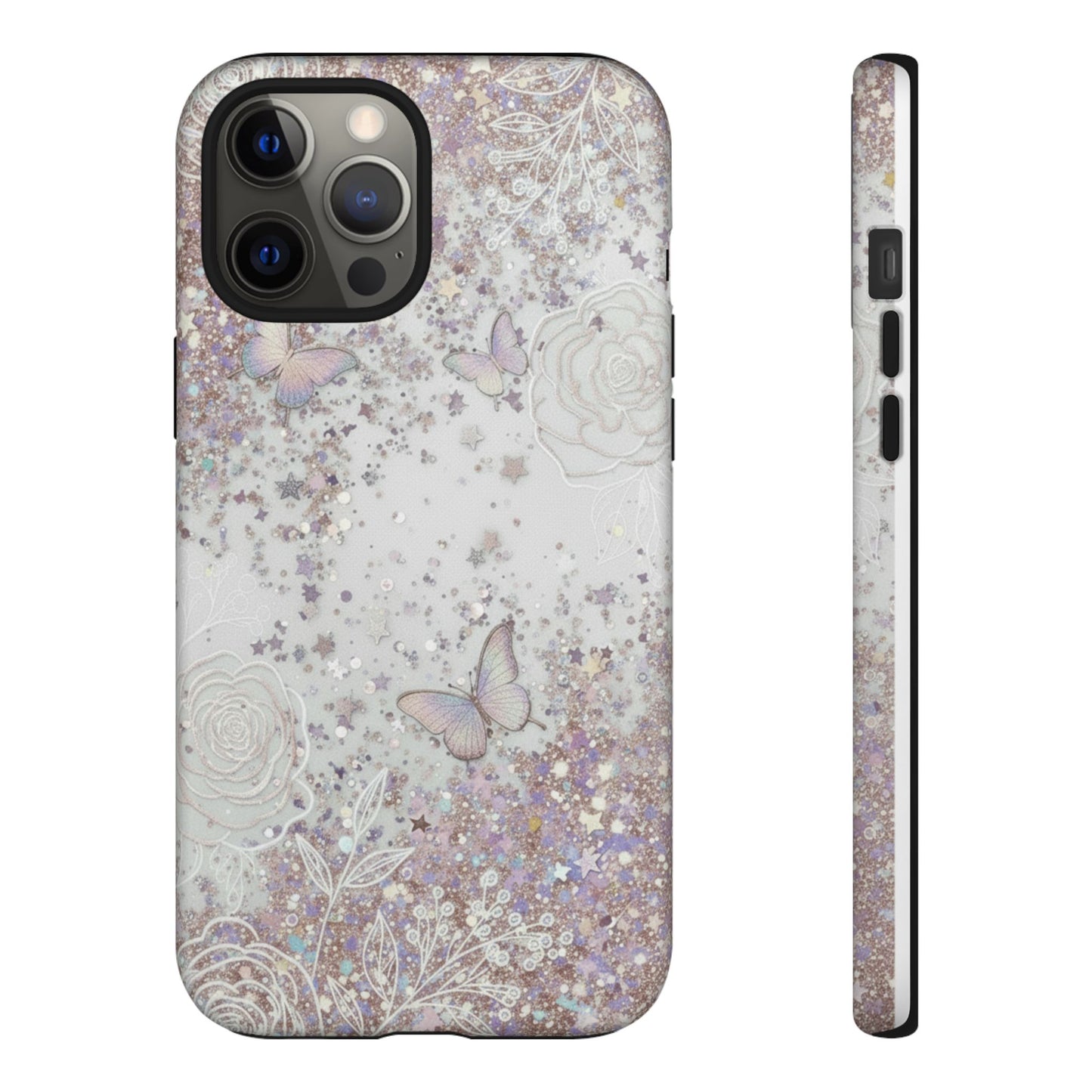 Butterfly Glitter Tough Phone Case — Floral Sparkle Protective Case