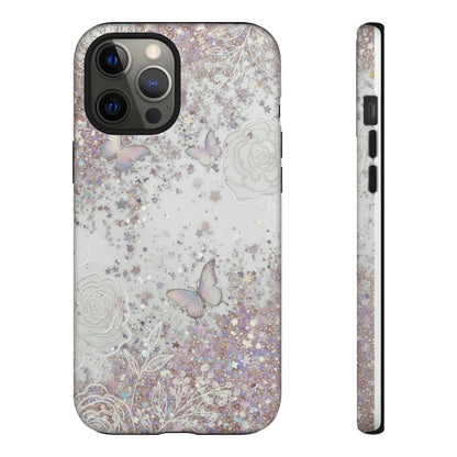 Butterfly Glitter Tough Phone Case — Floral Sparkle Protective Case